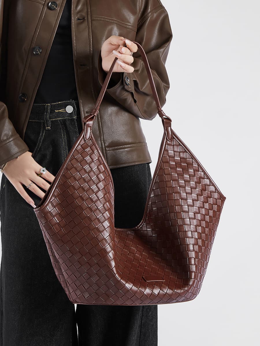 Woven Grain Leather Tote 2