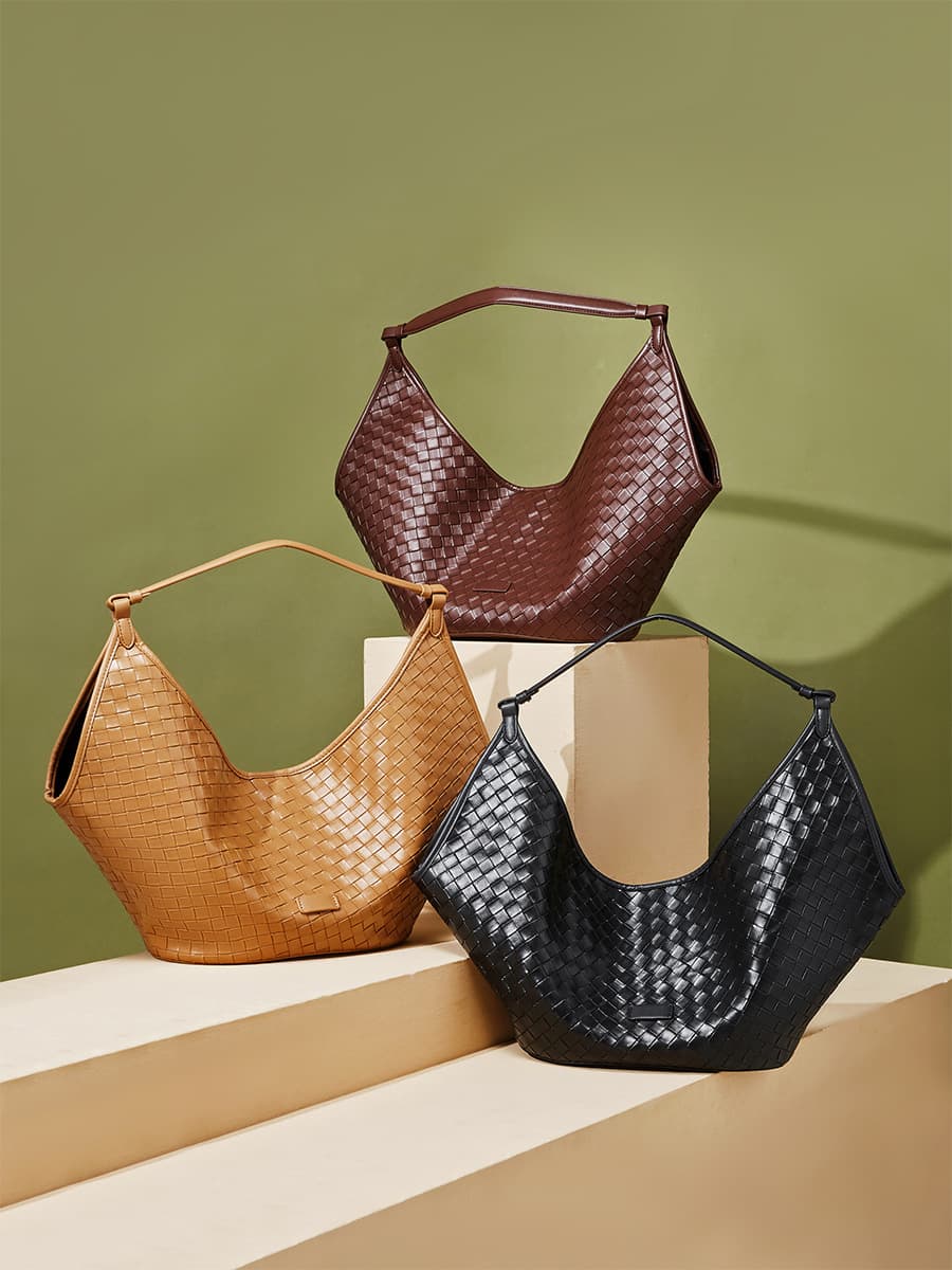 Woven Grain Leather Tote 5