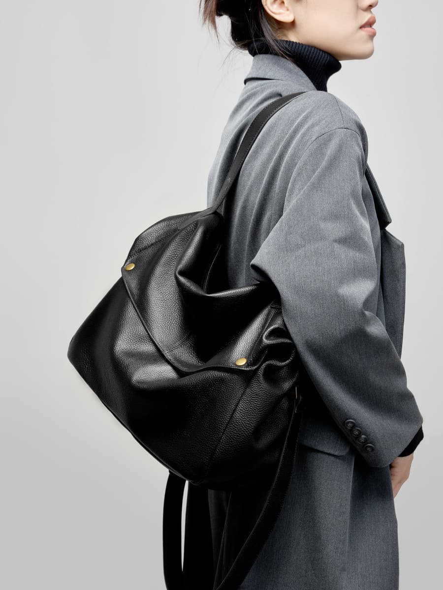 Slouchy Leather Shoulder Tote 2