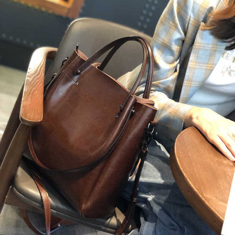 Vintage Leather Oversized Tote