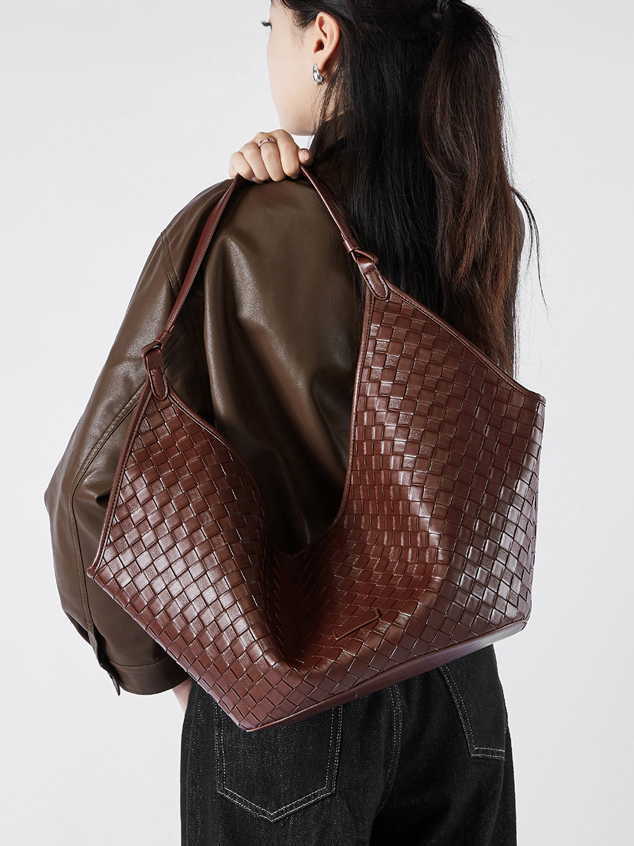Woven Grain Leather Tote